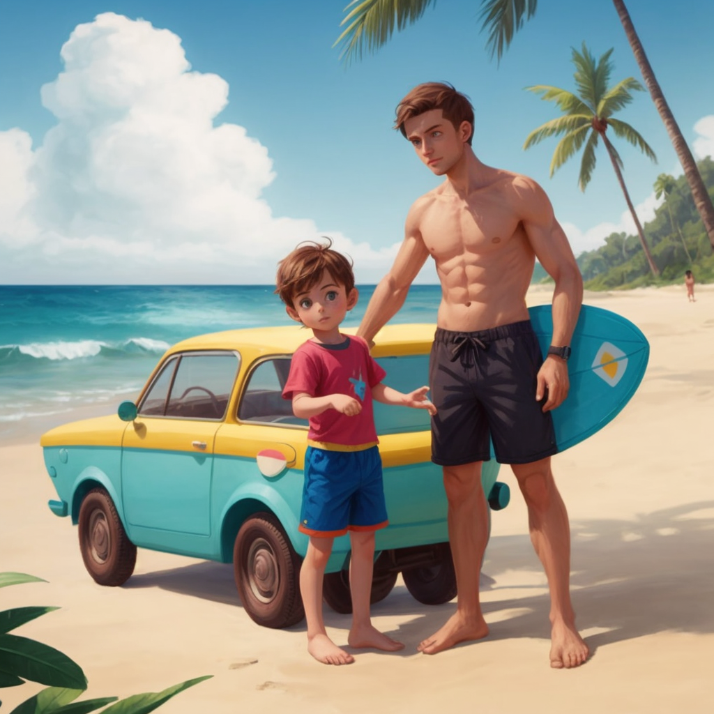 John Jr and Dad go surfing