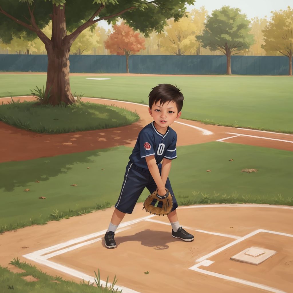 Kia loves playing  baseball